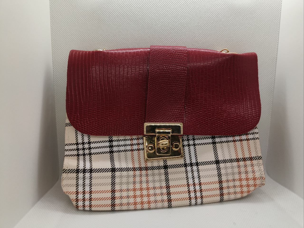 Holland Bags Burgundy Classic Flap Plaid Schoudertas