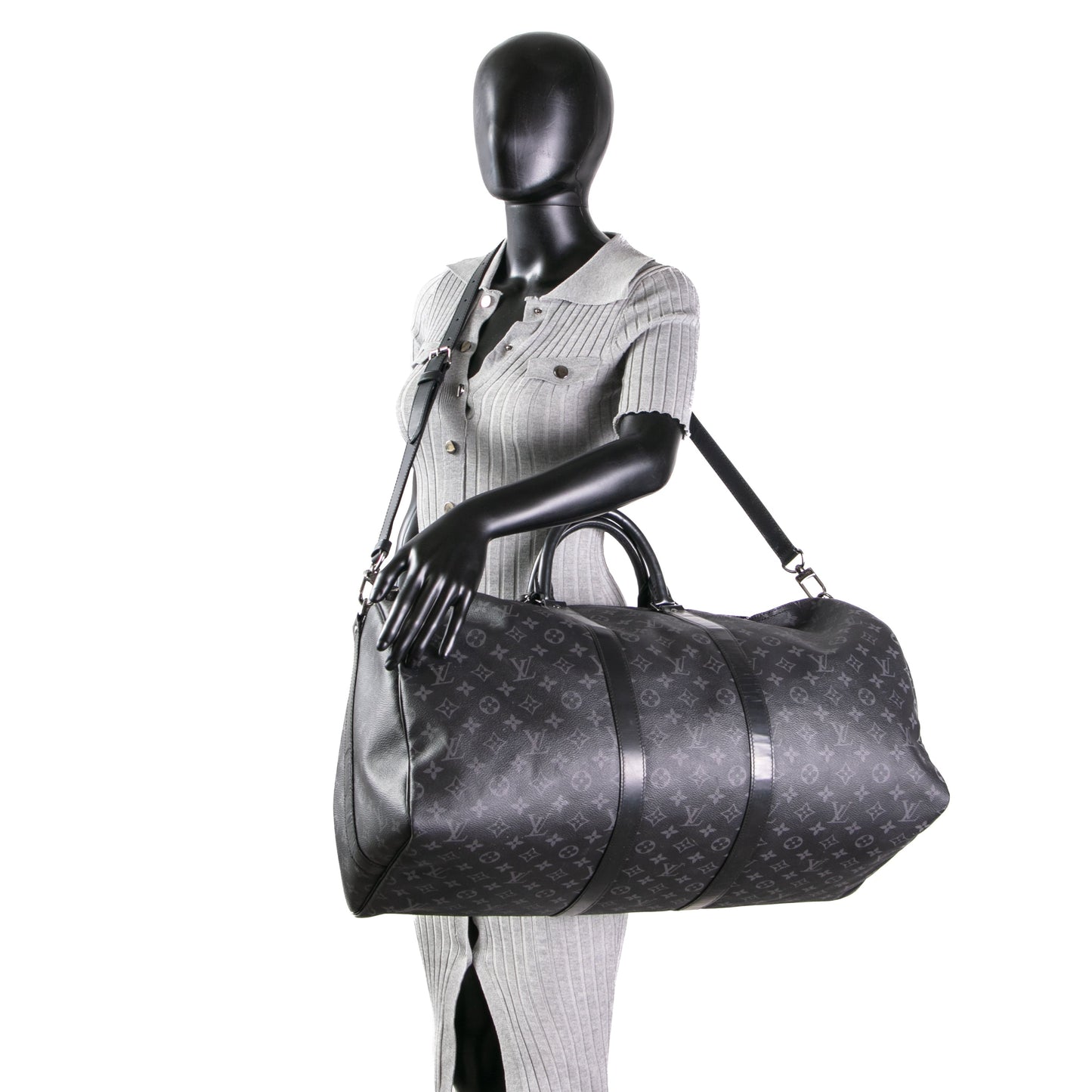 LOUIS VUITTON Keepall Bandouliere 55 Monogram Eclipse- OUTLET FINAL SALE