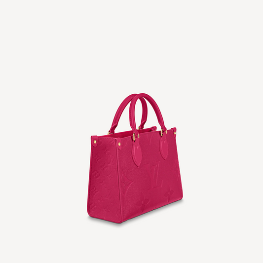 Fuchsia Embossed Grained Leer On-the-Go Shopper Tas, PM Size